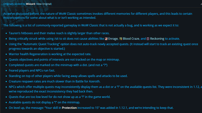Illustration for article titled World Of Warcraft Classic Beta Players Are Reporting Bugs That Are Actually Just Features From The Past